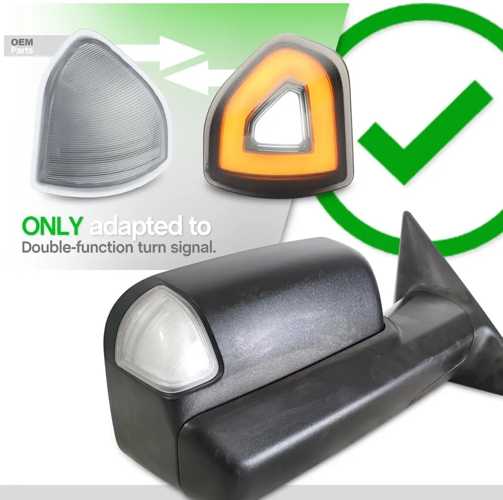 2Pcs Amber LED Mirror Light Turn Signal Light for Dodge Ram 1500 2021 2022 2023, for Ram 1500 Classic 2022 2023, for Ram 2500 3500 2019-2022 White LED Parking Running Light Smoked Lens