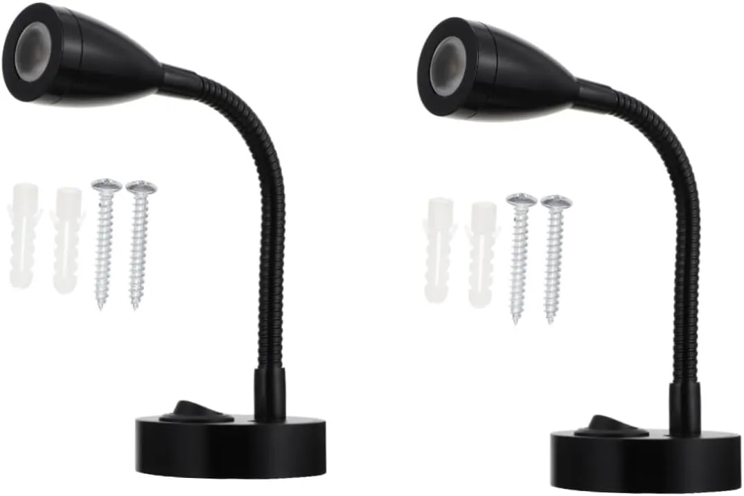 2pcs Led Reading Light Lamp Rv Yacht Bedside Spotlight Warm Light Swivel Design for Spaces Fixture for Boats and Trailers