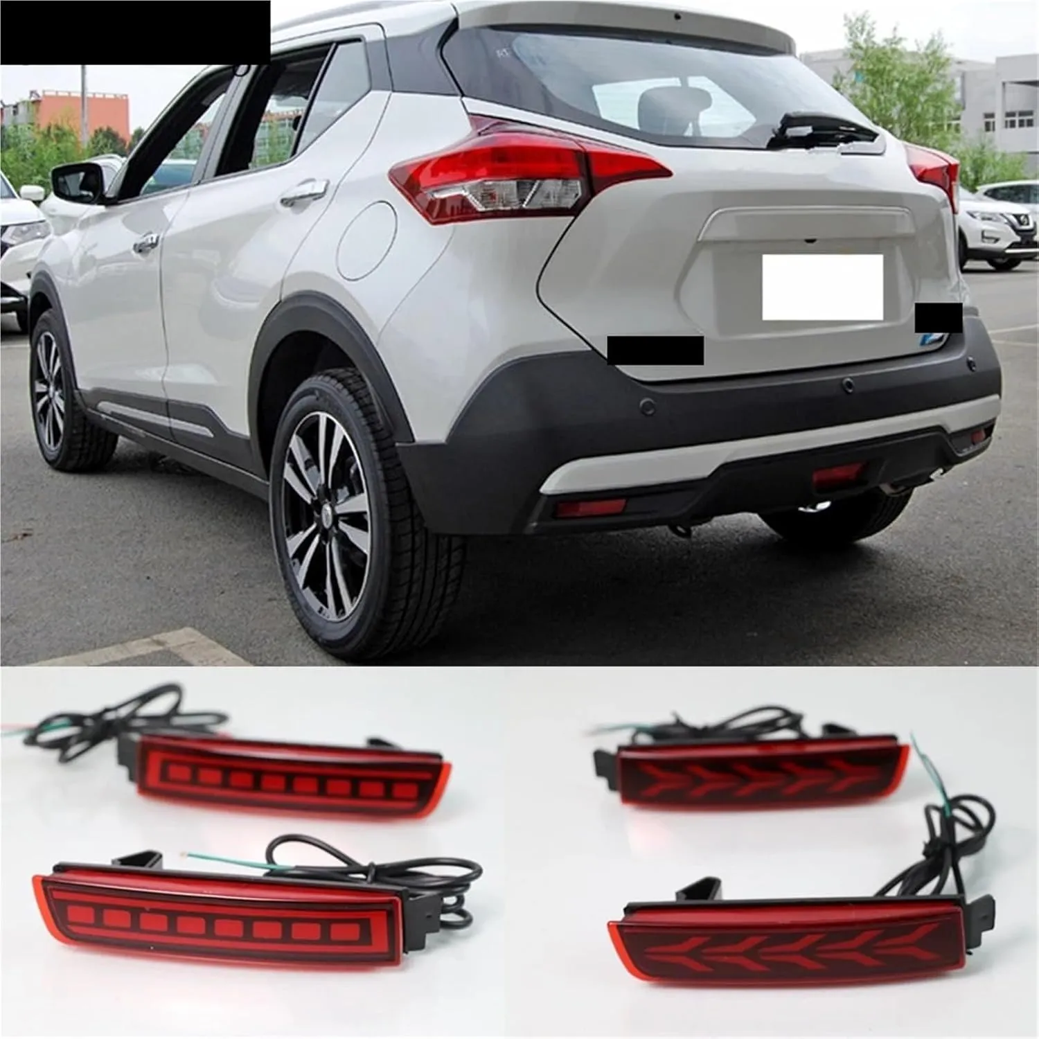 2PCS LED Reflector Compatible With Kicks 2016-2020 Car Tail Light Rear Fog Lamp Bumper Light Auto Bulb Brake Light(Model B)