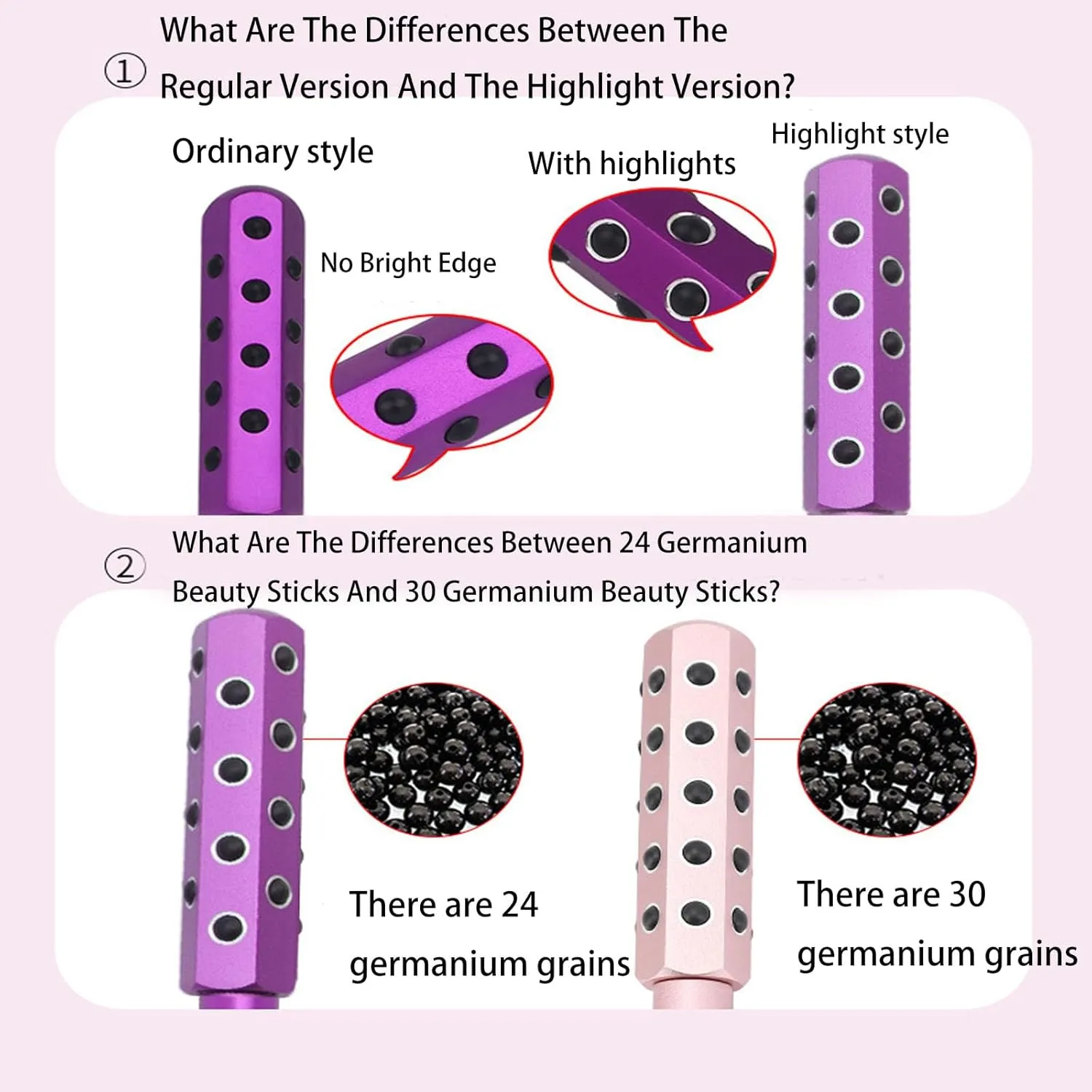 30 Grains Germanium Elarique Beauty Roller for Up Lifting and Skin Care, Arrily Face Roller, Facelift Pro Beauty Roller, Cooling & Sculpting, Portable with Ergonomic Handle (Pink)