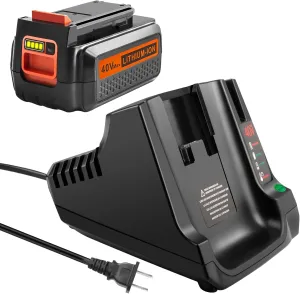 3000mAh Replacement for Black and Decker 40V Lithium Battery LBX2040 LBXR36 LBXR2036 LST540 LCS1240 LST136B LST540B LST140C LCSB2140 with LCS40 Charger Replace for Black and Decker Battery Charger