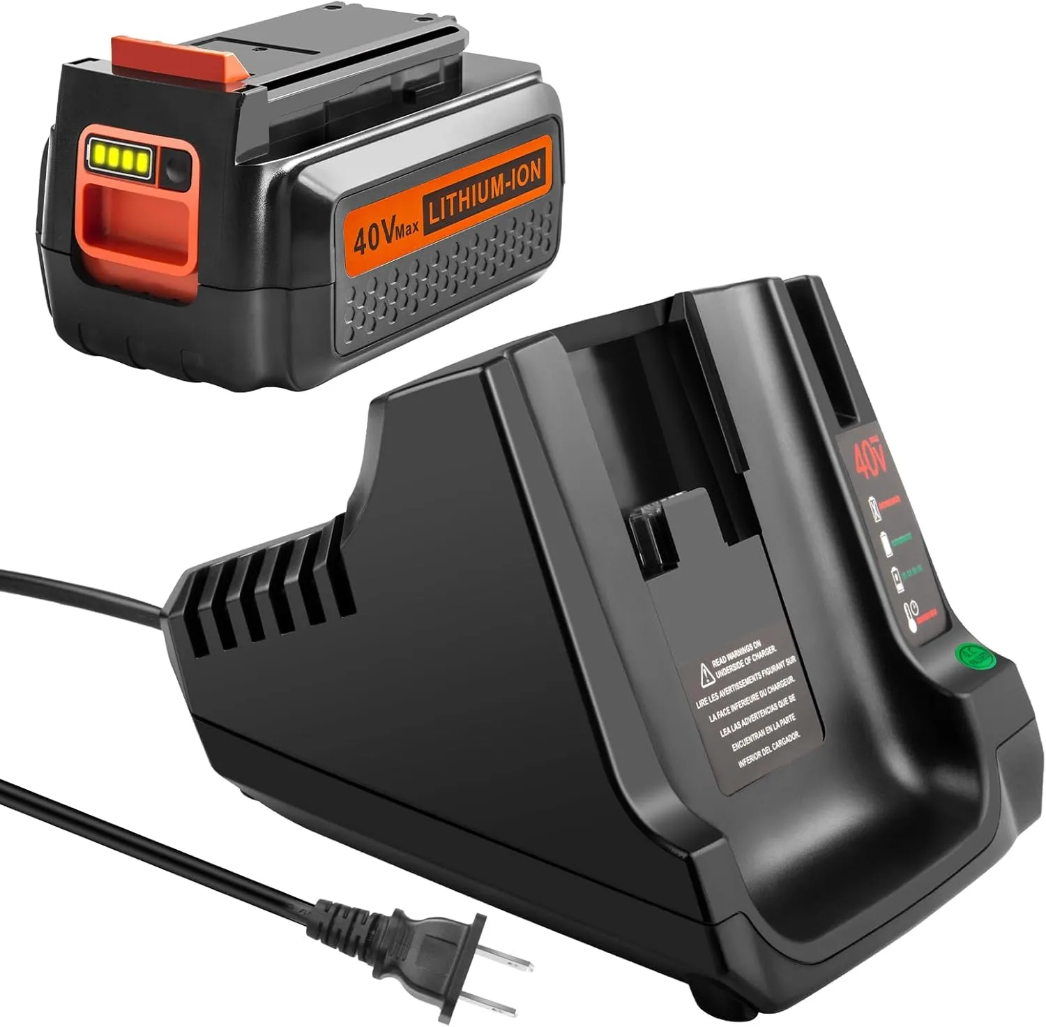 3000mAh Replacement for Black and Decker 40V Lithium Battery LBX2040 LBXR36 LBXR2036 LST540 LCS1240 LST136B LST540B LST140C LCSB2140 with LCS40 Charger Replace for Black and Decker Battery Charger