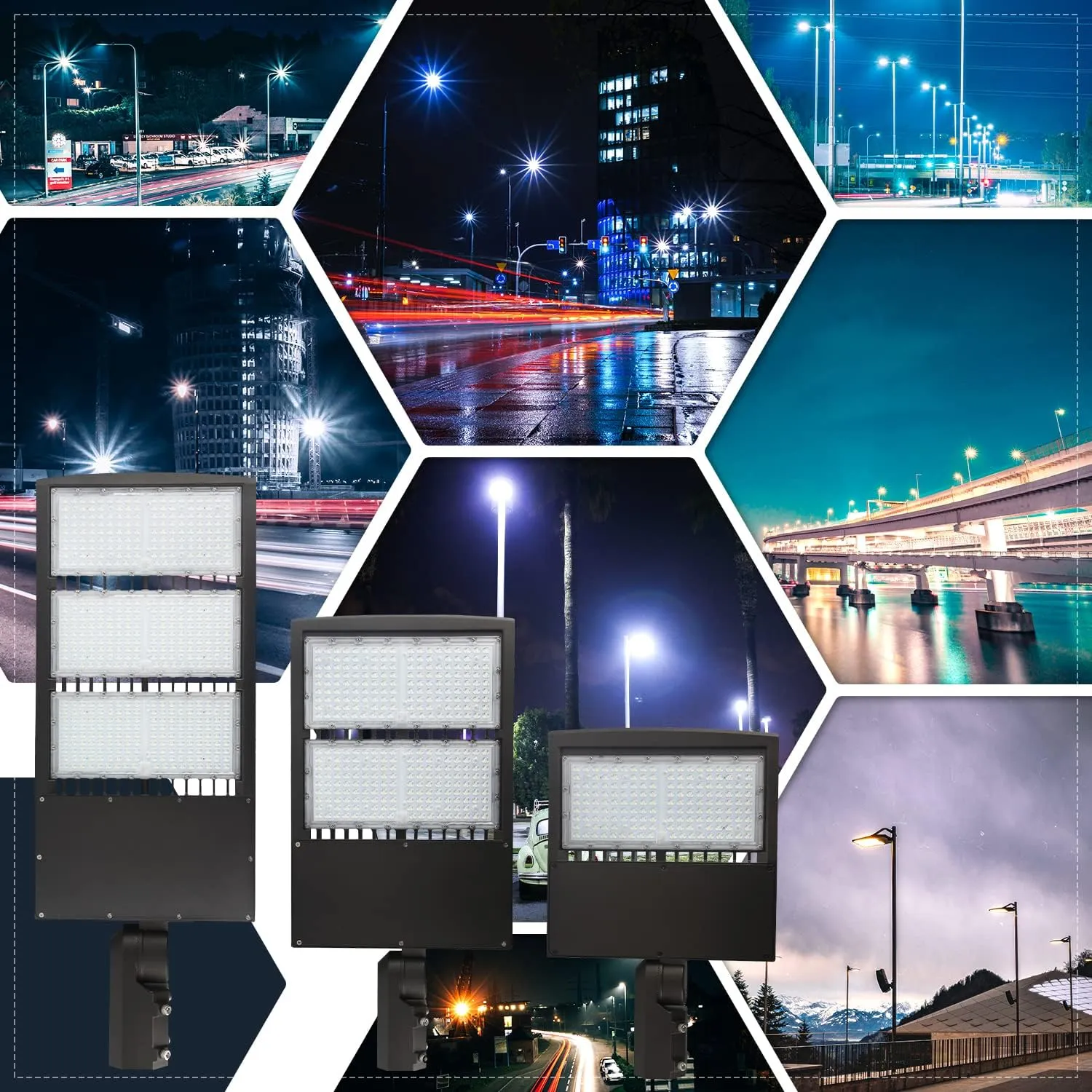300W LED Parking Lot Light 42000LM 4000K LED Shoebox Area Light 0-10V Dimmable Commercial Outdoor Street Light IP65 20KV Surge Protection AC100-277V UL&DLC Listed(Slip Fitter Mount,450W-120V-5000K)