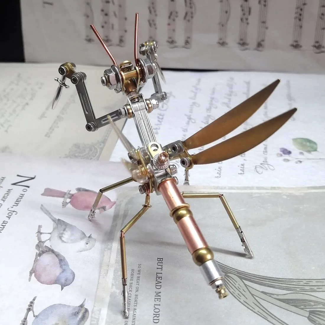 3D Metal Puzzles, 3D DIY Mechanical Small Mantis Model Kit, Insect Metal DIY Assembly Model, 3D Jigsaw Puzzle Desk Ornament Kit Craft Toys (150PCS )