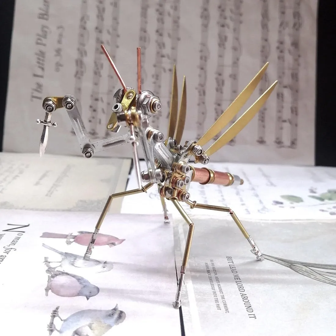 3D Metal Puzzles, 3D DIY Mechanical Small Mantis Model Kit, Insect Metal DIY Assembly Model, 3D Jigsaw Puzzle Desk Ornament Kit Craft Toys (150PCS )