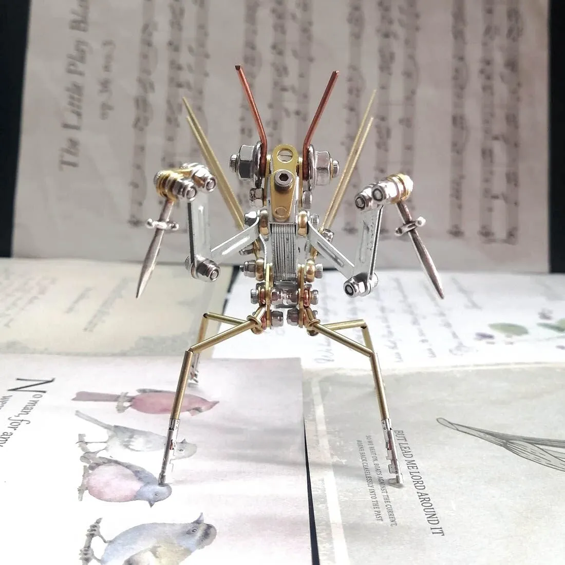 3D Metal Puzzles, 3D DIY Mechanical Small Mantis Model Kit, Insect Metal DIY Assembly Model, 3D Jigsaw Puzzle Desk Ornament Kit Craft Toys (150PCS )