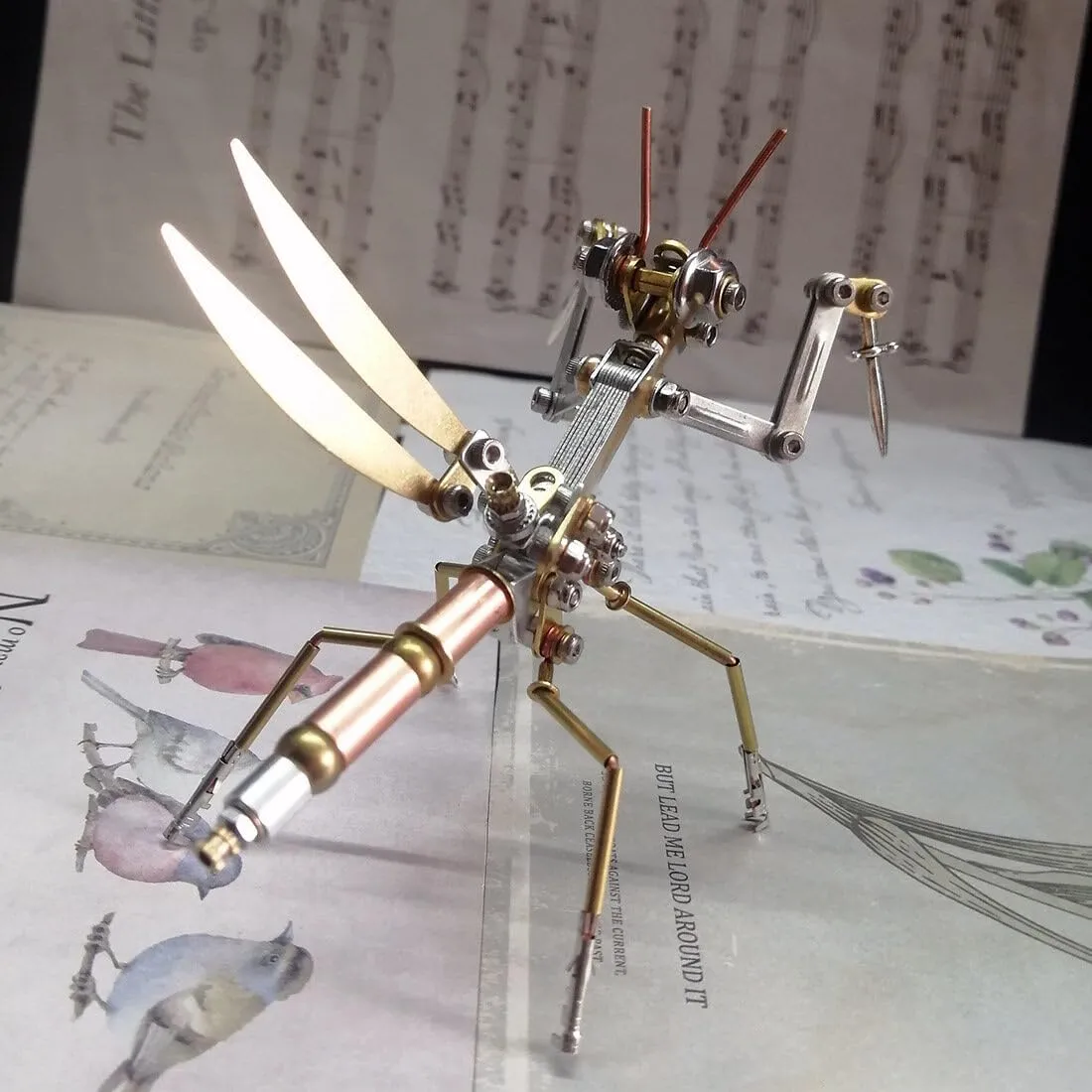 3D Metal Puzzles, 3D DIY Mechanical Small Mantis Model Kit, Insect Metal DIY Assembly Model, 3D Jigsaw Puzzle Desk Ornament Kit Craft Toys (150PCS )