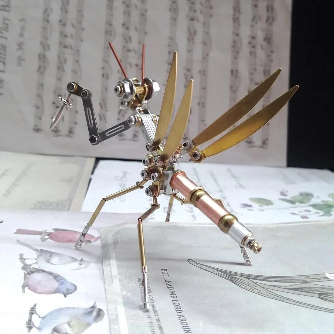 3D Metal Puzzles, 3D DIY Mechanical Small Mantis Model Kit, Insect Metal DIY Assembly Model, 3D Jigsaw Puzzle Desk Ornament Kit Craft Toys (150PCS )