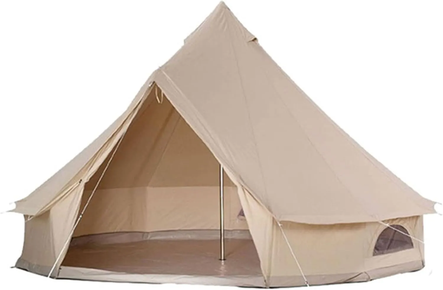 3m/4m Yurt Tent with Stove Hole Camping Family Tent Cotton Canvas Truck Tent Large Space Pyramid Tent for Outdoor Party Picnic (Khaki 300X300X200CM)