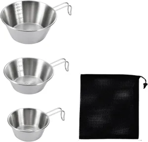 3Pcs Camping Bowls Cups Compact Sturdy Portable Lightweight Tableware Dinnerware for Backpacking Outdoor Barbecue