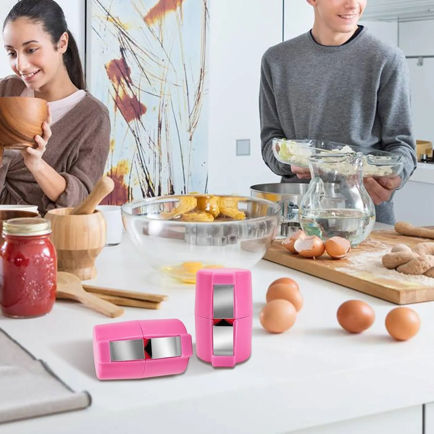 3PCS Egg Shell Opener, Egg Cracker Egg Peeler Egg Separator for Raw Eggs, Hard Boiled Egg Peeler Tool for Cutting Eggs, Eggs Breaker Kitchen Gadgets for Cooking Bakery (Orange&Pink&Yellow)