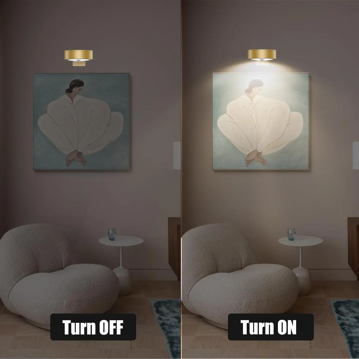 3PCS Picture Lights Battery Operated Painting Light for Wall,Remote Art Light Magnetic, 3Lighting Sets Led Accent Display Light for Pictures Paintings Artwork Portrait Frame Gallery Dimmalbe Timer