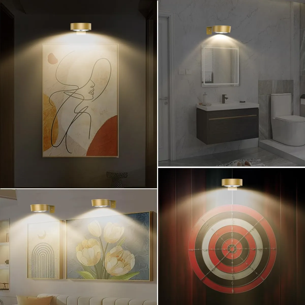 3PCS Picture Lights Battery Operated Painting Light for Wall,Remote Art Light Magnetic, 3Lighting Sets Led Accent Display Light for Pictures Paintings Artwork Portrait Frame Gallery Dimmalbe Timer