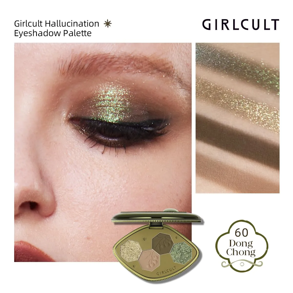 4-Color Eyeshadow Palette – Pigmented Makeup Palette with Matte & Shimmer Finishes, Long-Lasting & Blendable, Built-in Mirror, Ideal for Natural Eye Looks or Smoky Eye Kit #60