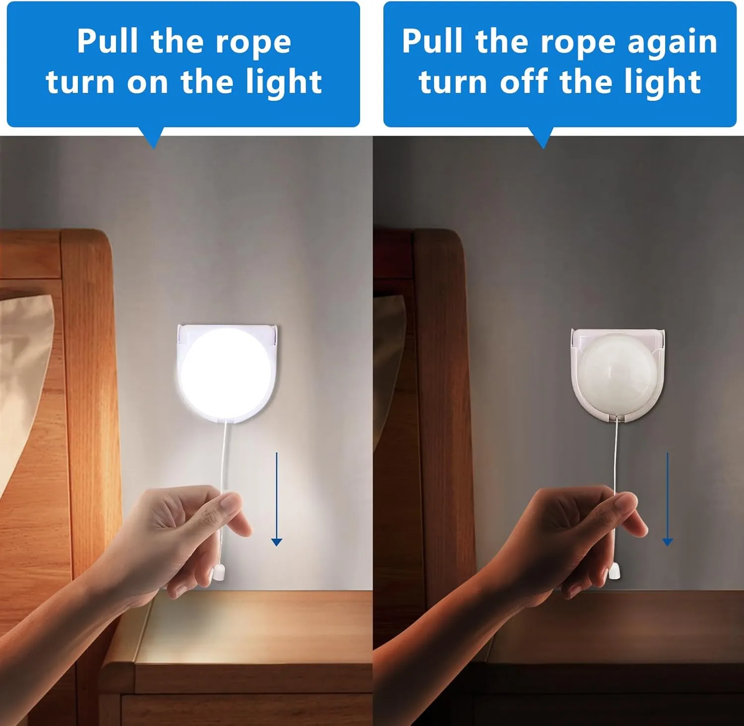 4 Pack Stick-Up Battery Operated Light Bulb, Wireless LED Closet Light Bulb, Self Adhesive Wall Mounted Light Fixture with Pull Chain for Cabinet Bedroom Living Room Kitchen, Milk White Cover