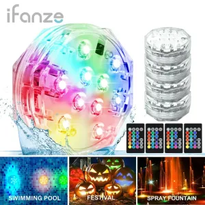 4 Pack Submersible LED Light, Waterproof LED Pool Light with Magnets and Suction Cups, Color Changing Underwater Pool Light for Swimming Pools Bathrooms Fountains Aquariums Parks Weddings Party
