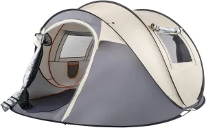 4 Person Pop Up Tent for Camping - Waterproof & Windproof Instant Setup Camping Tent with 2 Doors, Extra Storage, Ideal for Family Camping, Hiking & Traveling