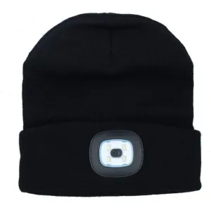 4 SMD Black Beanie Hat Light USB Rechargeable Head Light Torch Lamp Unisex