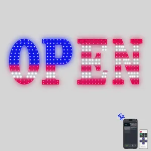 40"x14" Large LED Open Sign BT and Remote Control Open Signs Super Bright Dimmable Business Open Sign for Storefront Window Bar Salon Cafes Retail Shops White Red Blue