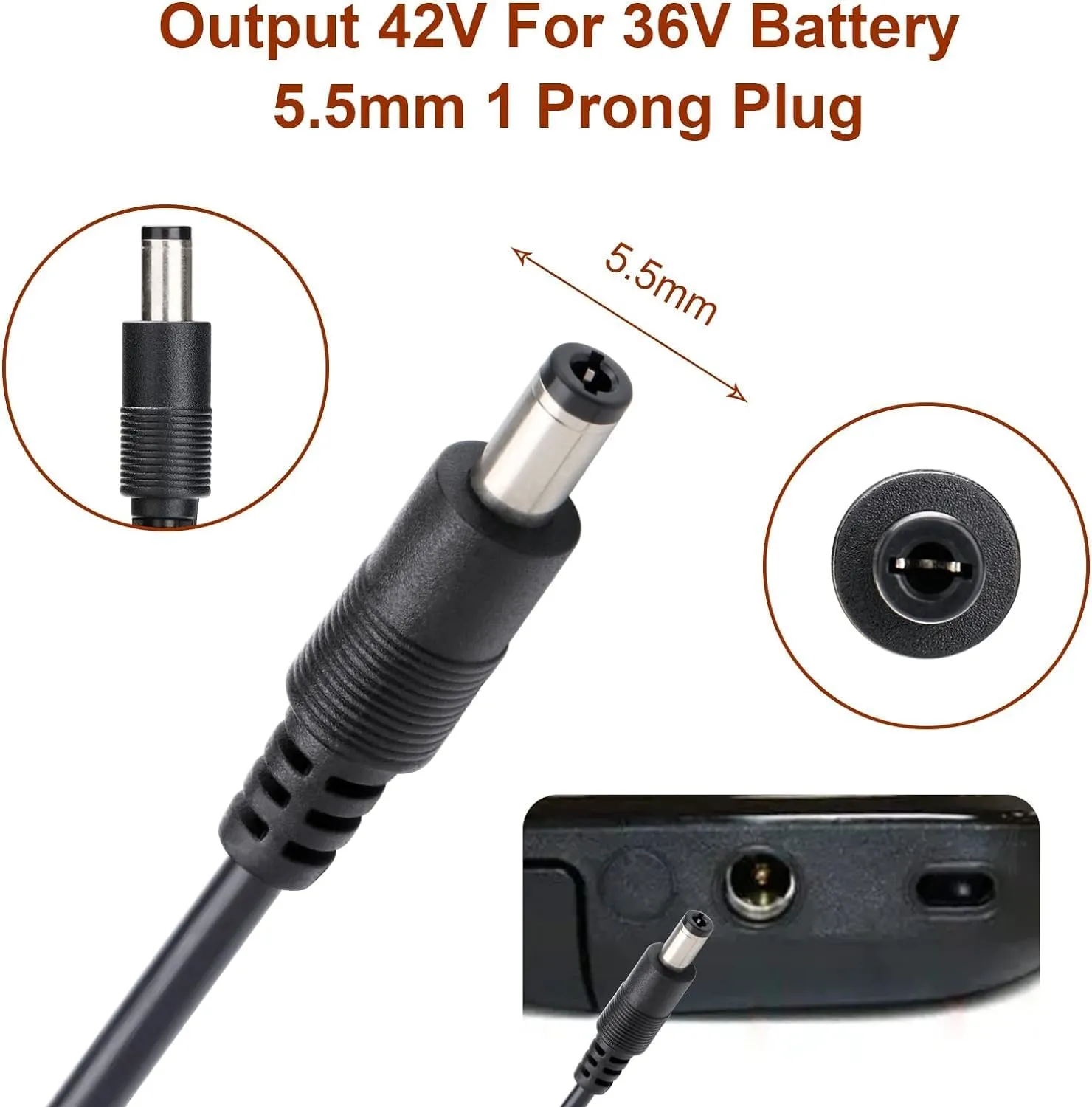 42V Power Charger 42 Volt DC 1-Prong with 3 Prong Inline Converter 42 v Capacity 36vdc 7.5ah 44V 36V compatiable with Glare Wheel Kugoo Swagtron Gotrax Jetson Hiboy aovopro caroma