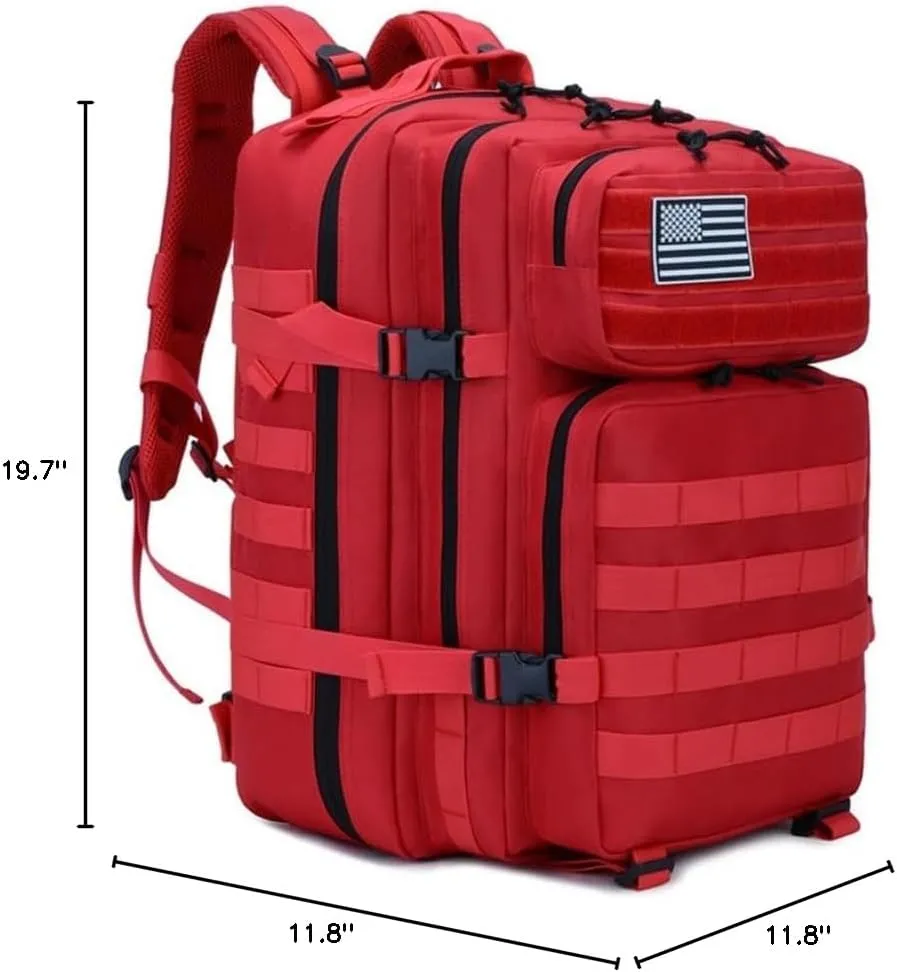 45L Military Tactical Backpack for Men & Women Bug Out Bag Assault pack Molle Daypack Hiking Trekking Rucksack(Red)