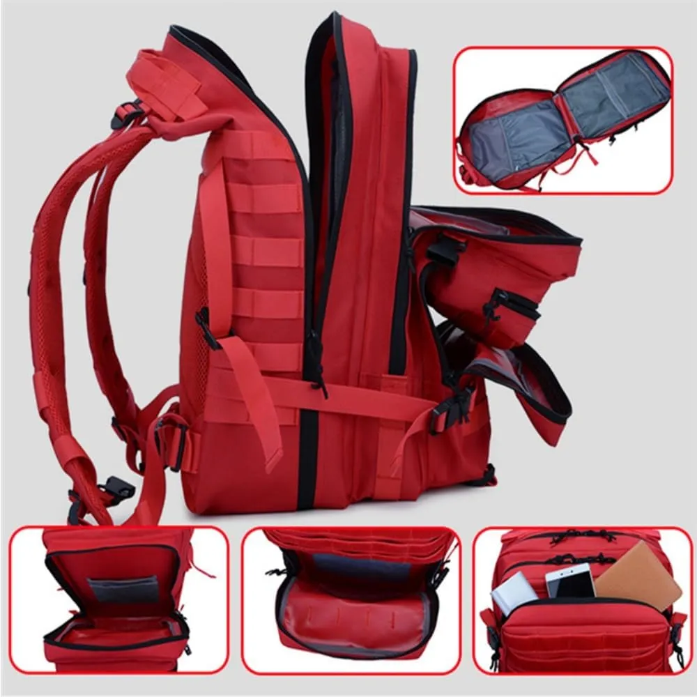 45L Military Tactical Backpack for Men & Women Bug Out Bag Assault pack Molle Daypack Hiking Trekking Rucksack(Red)