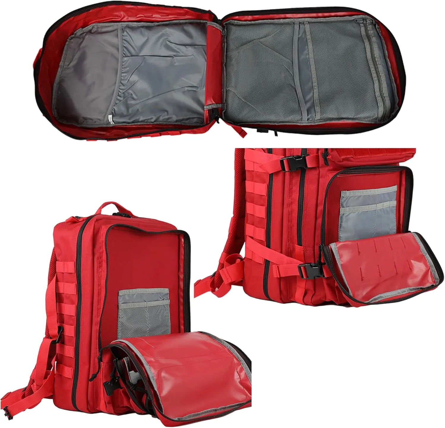 45L Military Tactical Backpack for Men & Women Bug Out Bag Assault pack Molle Daypack Hiking Trekking Rucksack(Red)