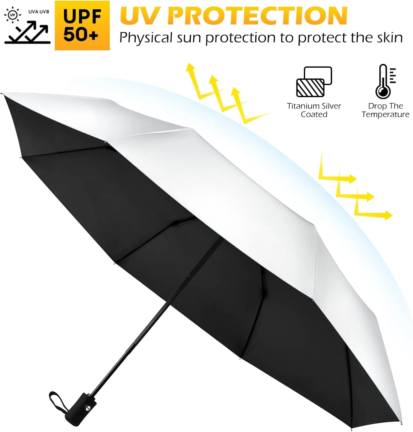 46inch UPF 50  Sun Umbrella UV Protection UV Umbrella Parasol Umbrella for SunTravel Compact Umbrella for Rain Sun Waterproof And Wind Resistant Sun Blocking Umbrella Auto Open Close