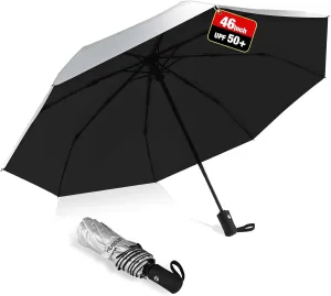 46inch UPF 50  Sun Umbrella UV Protection UV Umbrella Parasol Umbrella for SunTravel Compact Umbrella for Rain Sun Waterproof And Wind Resistant Sun Blocking Umbrella Auto Open Close