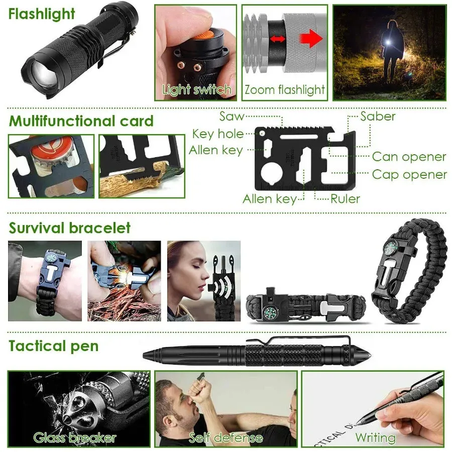 47 Piece Emergency Survival and First Aid Kit with Pouch for Hiking and Hunting