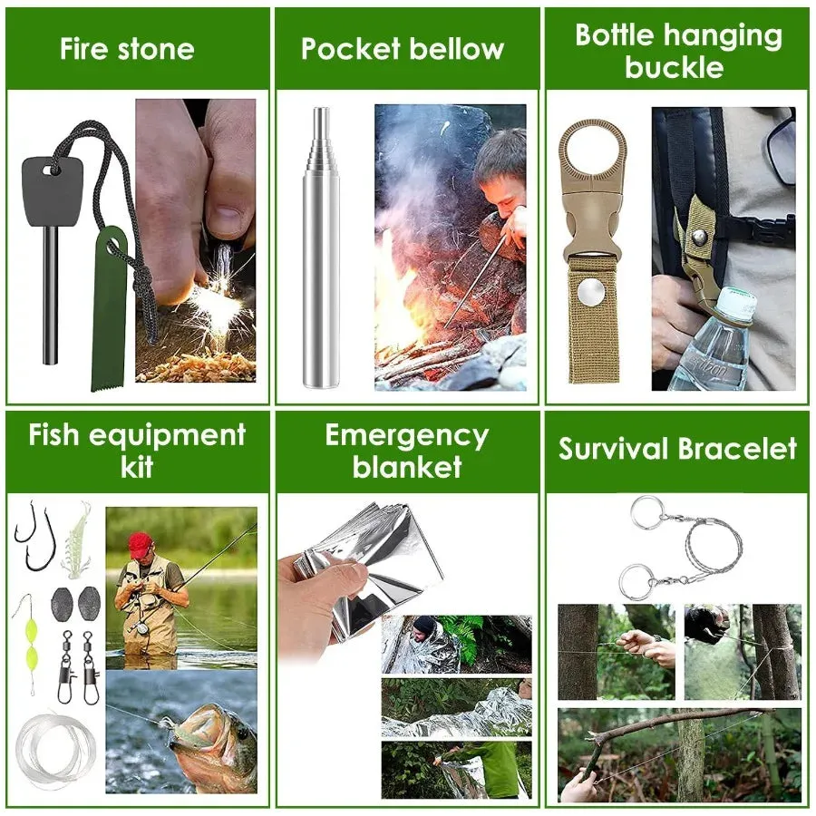 47 Piece Emergency Survival and First Aid Kit with Pouch for Hiking and Hunting