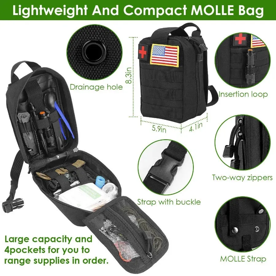 47 Piece Emergency Survival and First Aid Kit with Pouch for Hiking and Hunting