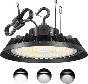 480 Volt LED High Bay Light 300W 240W 180W Adjustable ETL DLC Listed Industrial Grade UFO High Bay LED Shop Light 0-10V Dimmable 5000K IP65 Waterproof Commercial Bay Lighting for Warehouse 277-480VAC