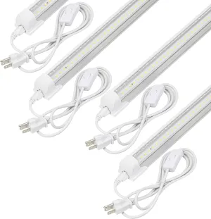 4Pack LED Shop Light 4FT,V Shape Integrated T8 LED Tube Light,6300LM,42W,5000K Super Bright White,High Output Linkable Shop Lights