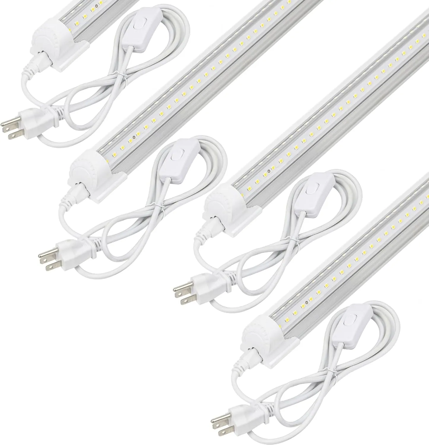 4Pack LED Shop Light 4FT,V Shape Integrated T8 LED Tube Light,6300LM,42W,5000K Super Bright White,High Output Linkable Shop Lights