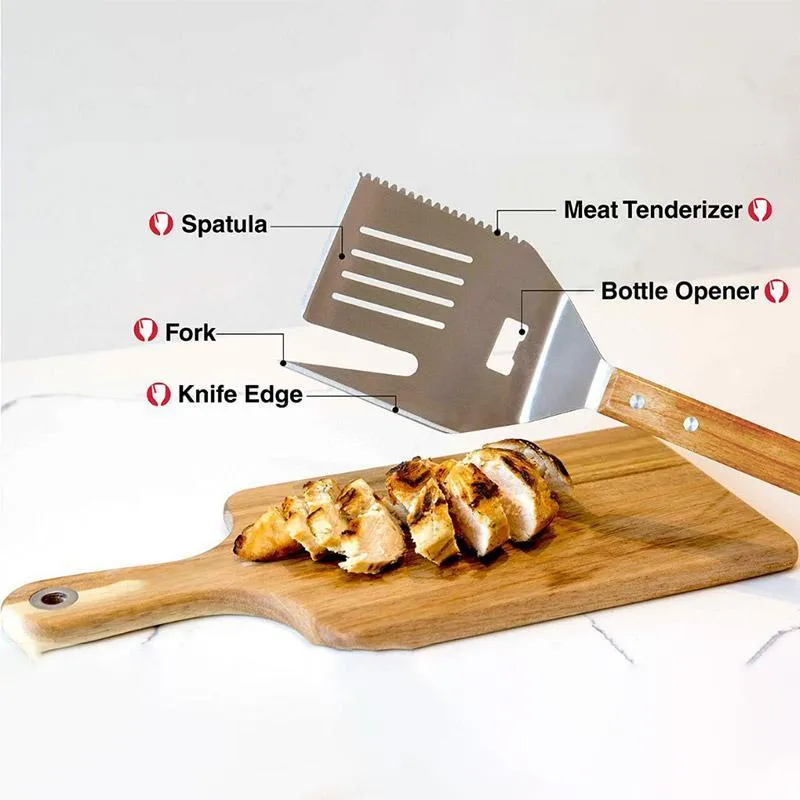 5 in 1 BBQ Spatula Grill Tool Multifunction Cooking Utensil Outdoor Accessories