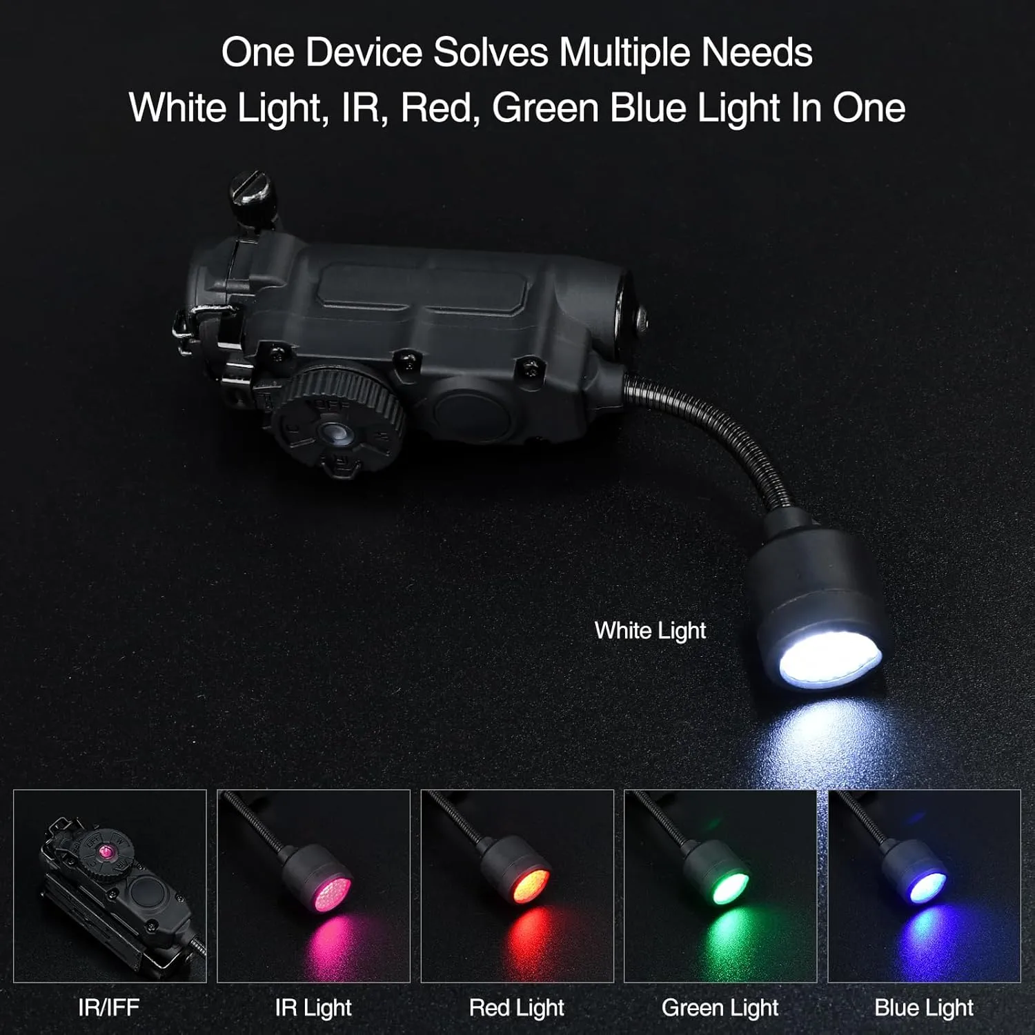 5 in 1 Tactical Helmet Light with IR   Red/Green/Blue  White LED Task Lamp, Survival Signal Light with Helmet Light Mount for Helmet Molle Belt System