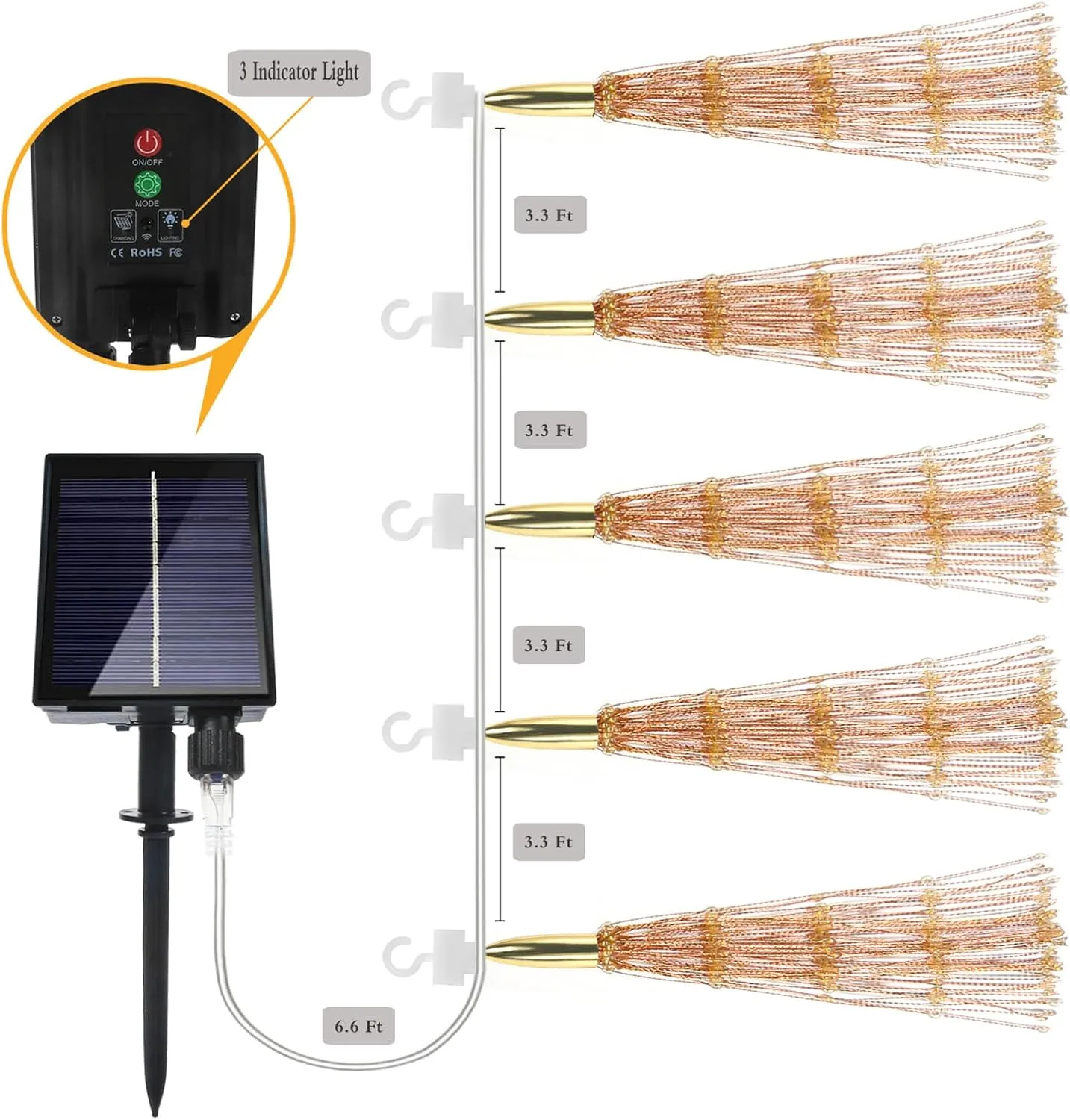 5 Pcs 1000LED Solar Starburst Sphere Lights,Firework Light Remote Control Timer 8 Modes Dimmable Waterproof Hanging Fairy Light, Sparkly Lights for Patio Garden Tent Outdoor(Warm White)