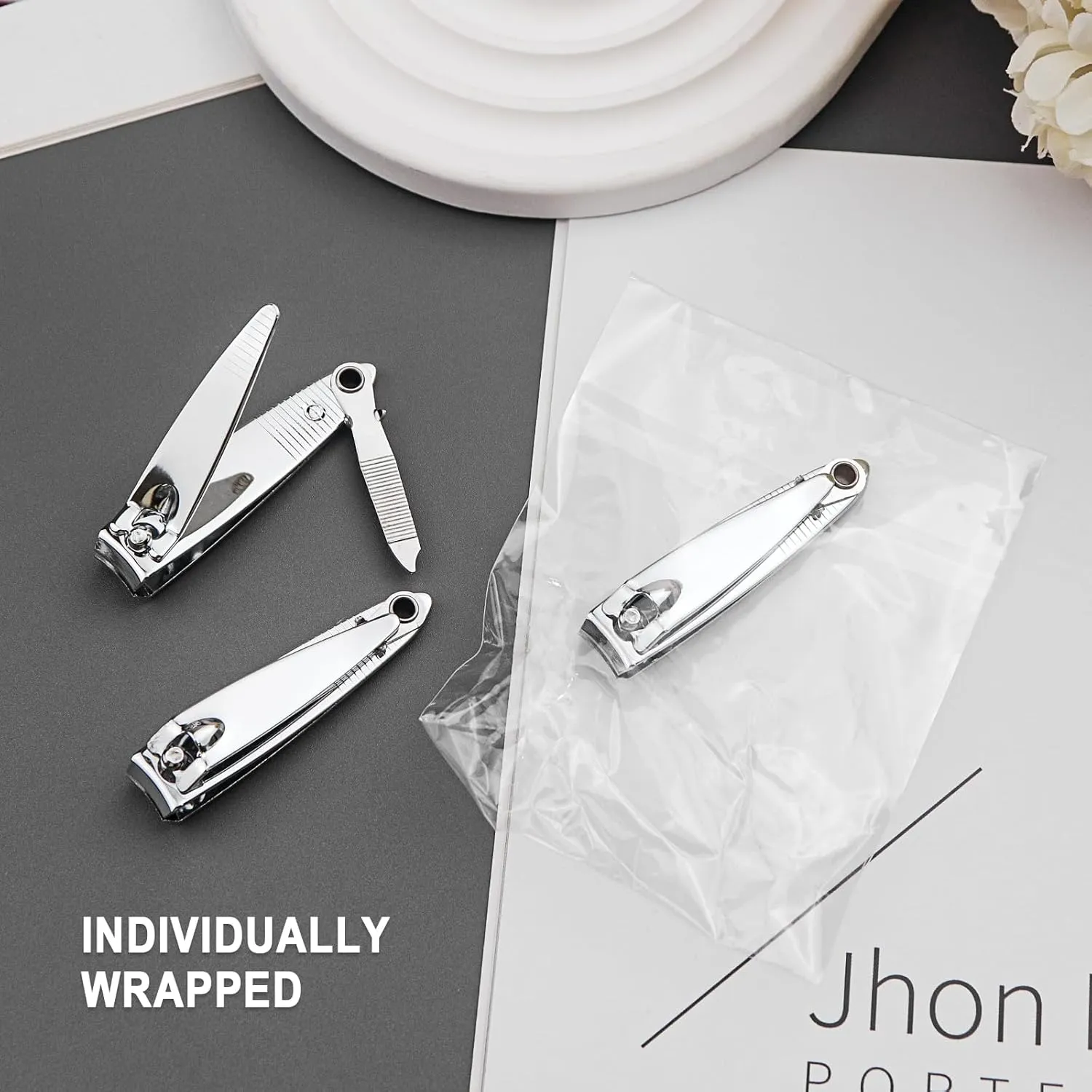 50 Pack Stainless Steel Nail Clippers Bulk, Bulk Nail Clippers with File for Homeless Individually Wrapped, for Homeless,Shelter, Air Bnb, Hotel (50 PCS)