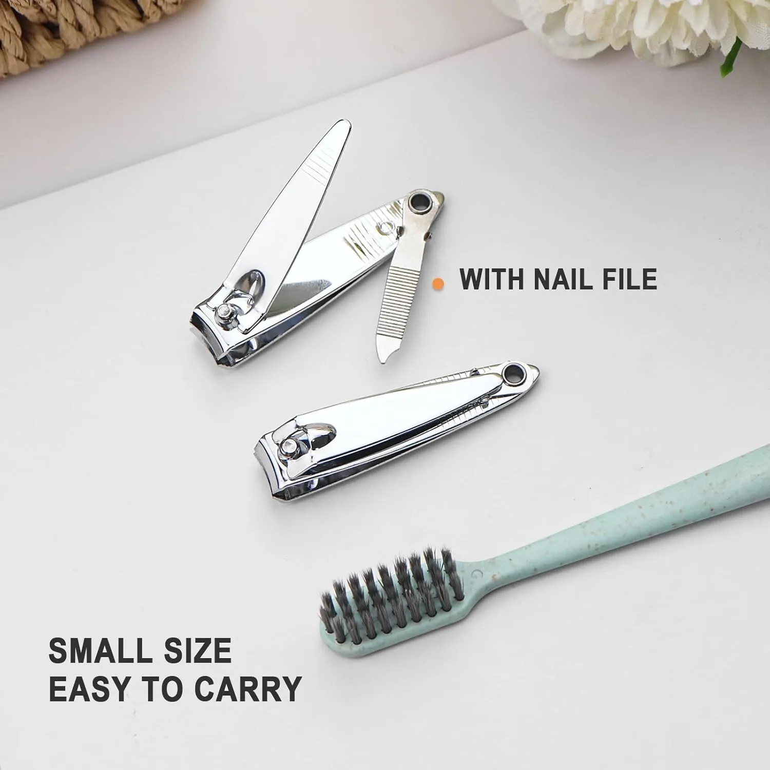 50 Pack Stainless Steel Nail Clippers Bulk, Bulk Nail Clippers with File for Homeless Individually Wrapped, for Homeless,Shelter, Air Bnb, Hotel (50 PCS)