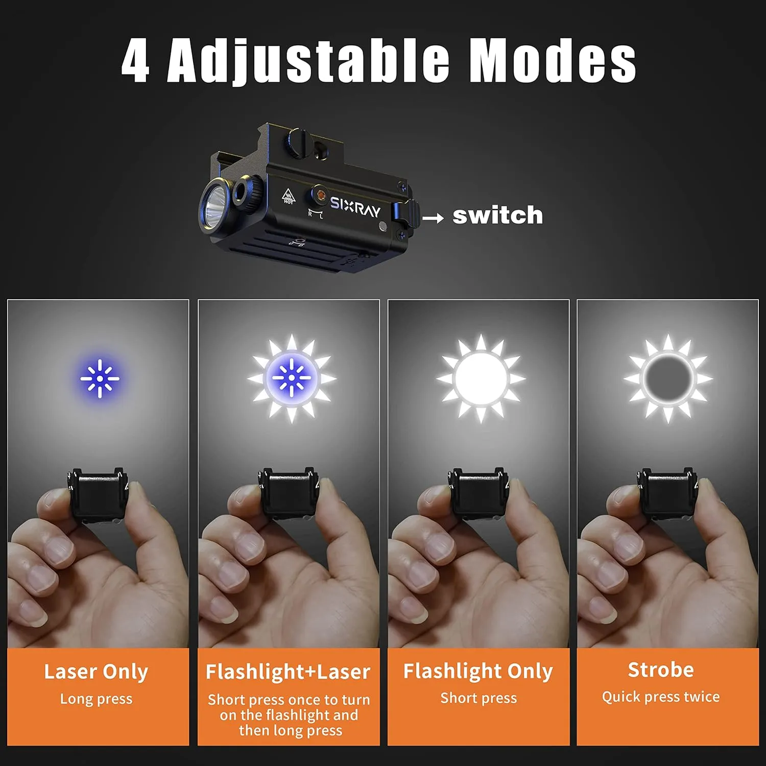 500 Lumen Pistol Light Laser Combo Rechargeable Blue Laser Beam