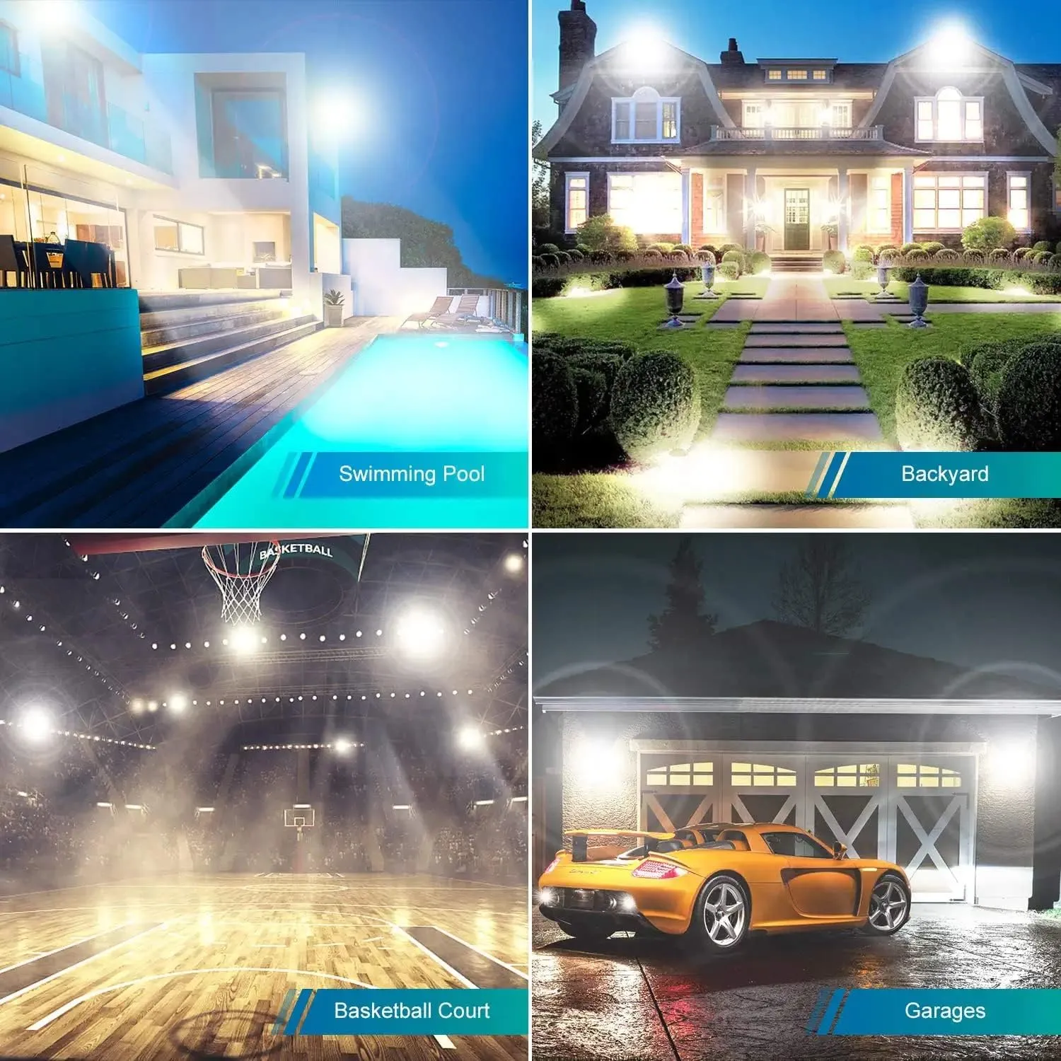500W LED Flood Light Outdoor,2750W Equivalent Super Bright FloodLight with Plug,58600LM 5000K Daylight White IP66 Waterproof Commercial Lighting for Sports Fields,Counts,Arena,Stadium