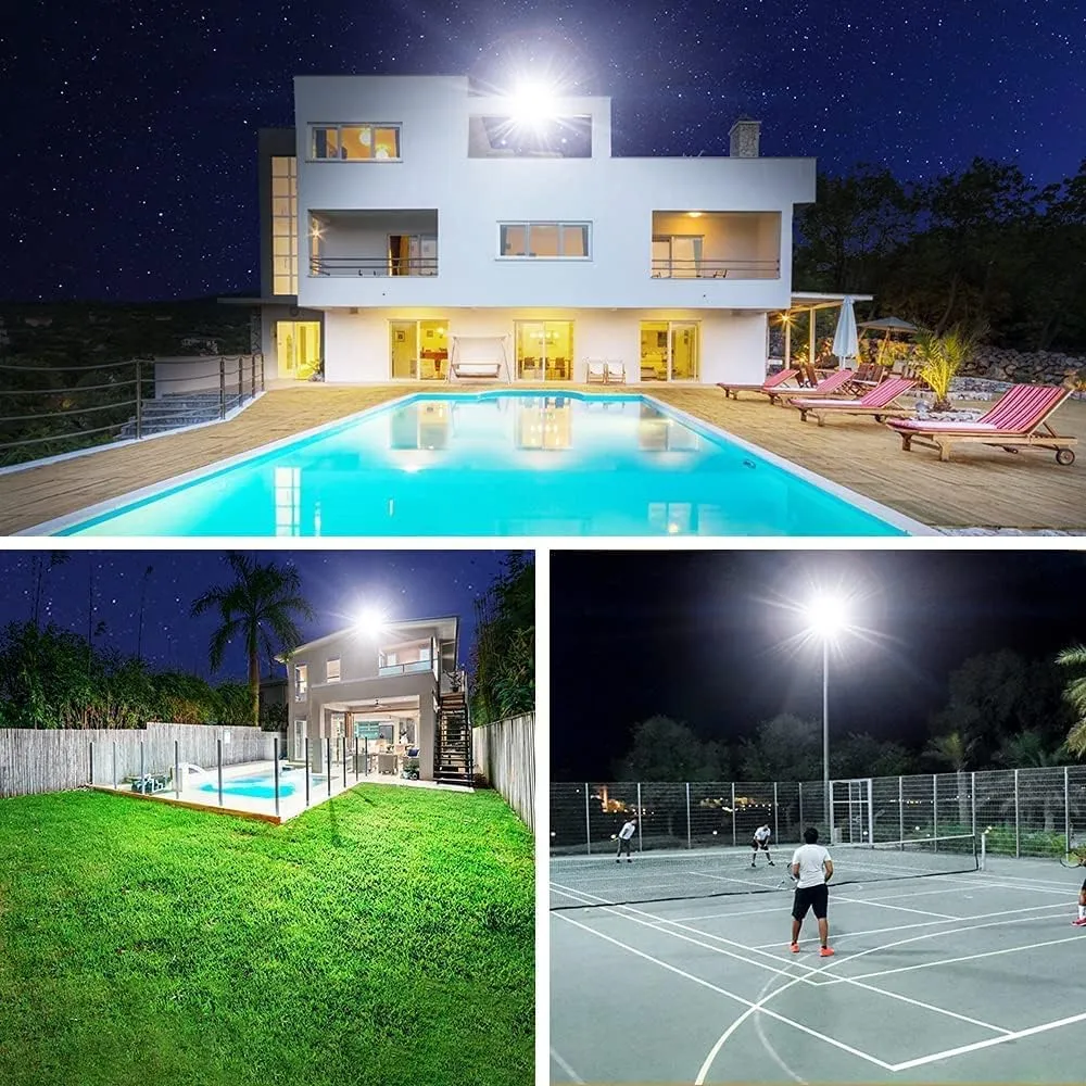 500W LED Flood Light Outdoor,2750W Equivalent Super Bright FloodLight with Plug,58600LM 5000K Daylight White IP66 Waterproof Commercial Lighting for Sports Fields,Counts,Arena,Stadium
