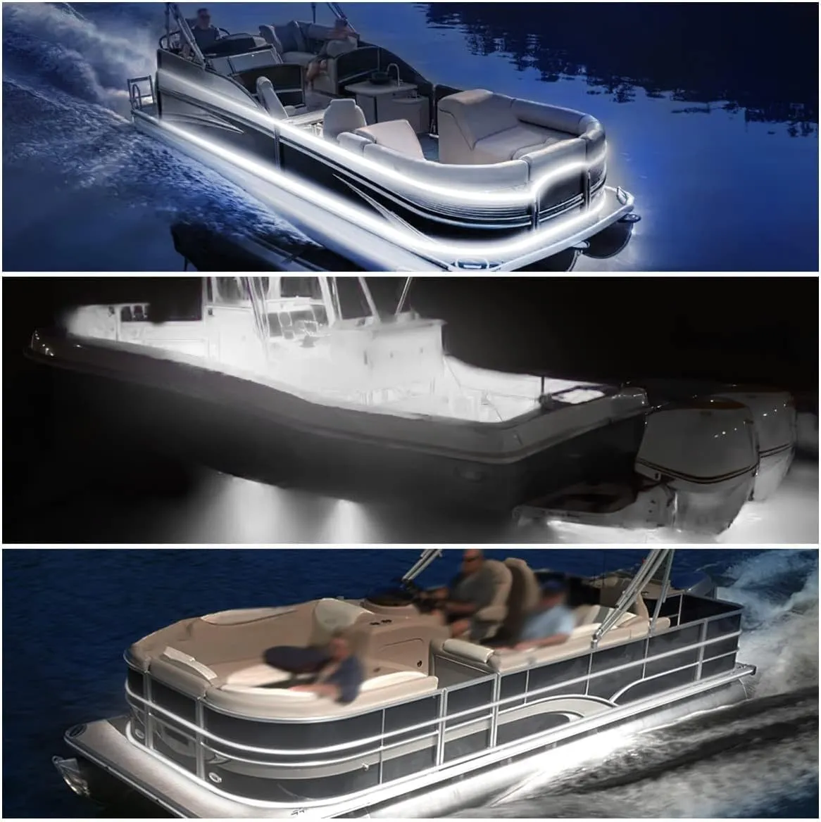 50FT LED Boat Lights, 12V Waterproof White Marine Pontoon Led Strip Light, Boat Deck Interior Light, Boats Accessories, Under Gunnel Lighting, Night Fishing Lighting for Pontoon Fishing Bass Boats