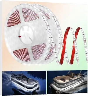 50FT LED Boat Lights, 12V Waterproof White Marine Pontoon Led Strip Light, Boat Deck Interior Light, Boats Accessories, Under Gunnel Lighting, Night Fishing Lighting for Pontoon Fishing Bass Boats