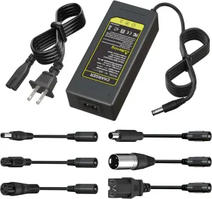 54.6V 2A Fast Battery Charger with 6 Plugs, Universal Battery Replacement Charger for 13S 48V Lithium Battery, Compatible with Jetson, Gotrax, Razor, Ninebot, Segway, Swagtron, Hiboy and More