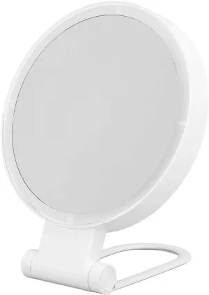 5X Magnifying Mirror with Light, 1X Normal Mirror USB Rechargeable LED Makeup Vanity Mirror 3 Light Modes and Folding Handle Adjustable Brightness for Travel, Dorm, Bathroom