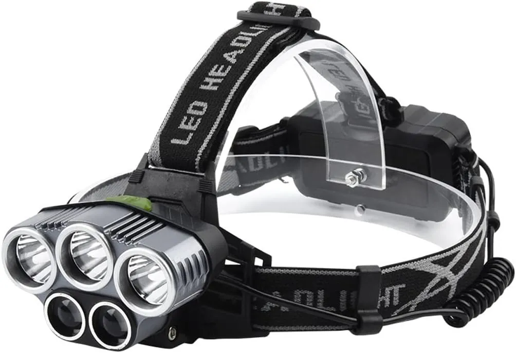 6-Mode USB Charging Outdoor Night Fishing Light 5LED Strong Light Headlight Wild Fishing Running Light Head-Mounted Torch