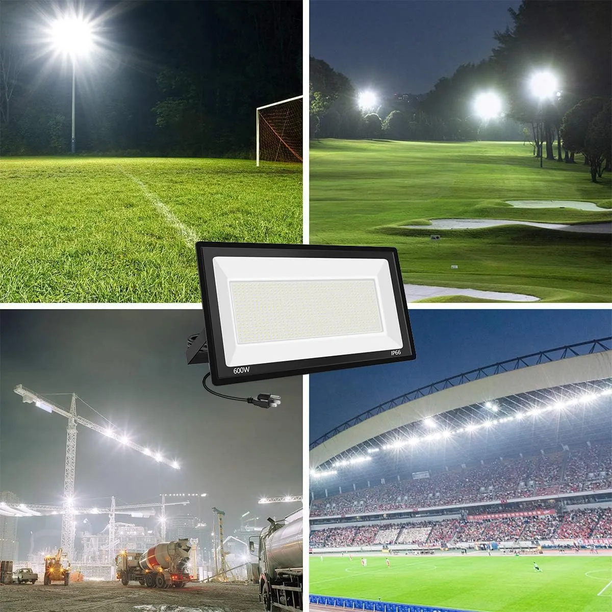 600W LED Flood Light 2Pack,Super Bright Daylight 5000K IP66 Waterproof Security Outdoor LED Arena Lights,Commercial Lighting Floodlight for Fields,Counts,Stadium