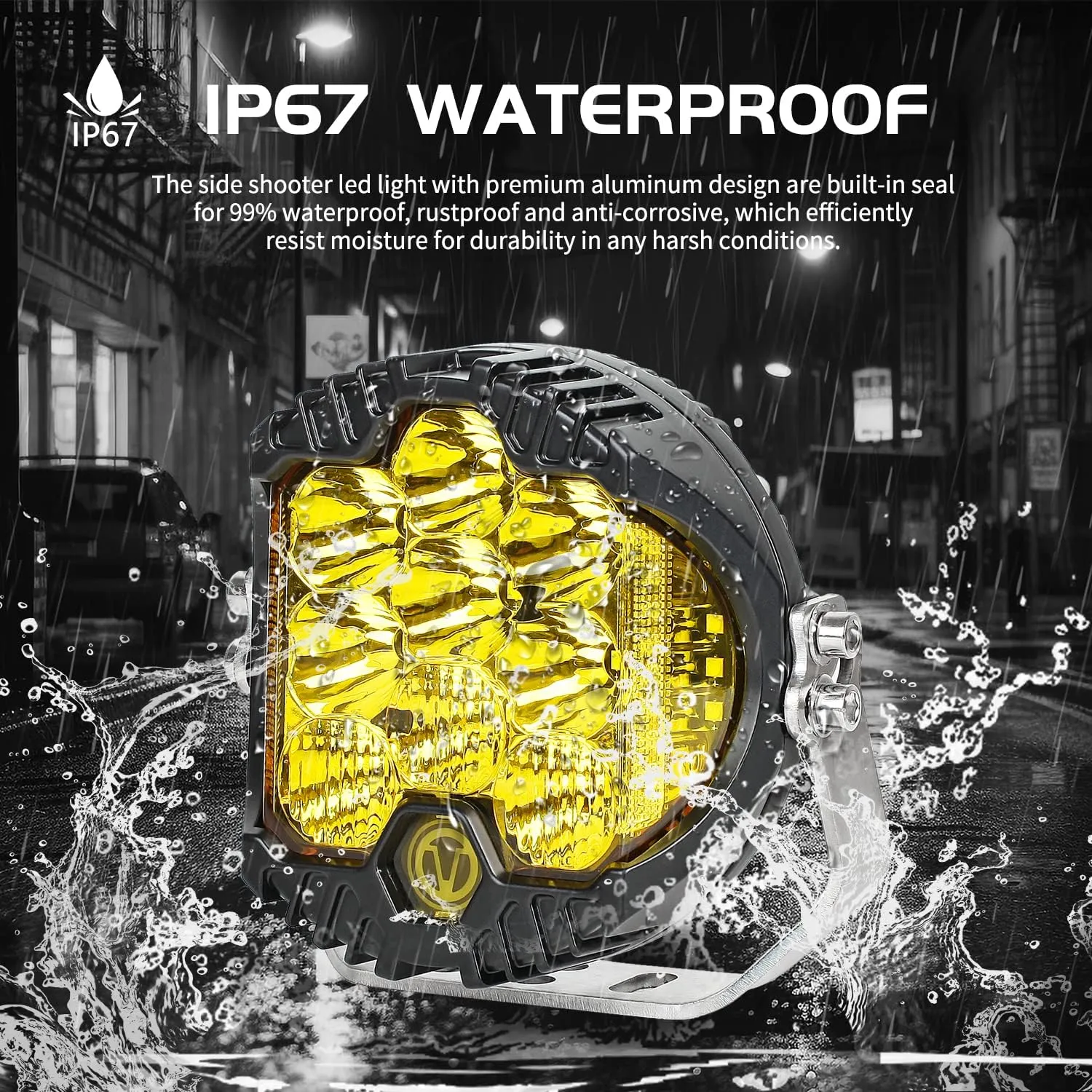 7 Inch 90W Amber Yellow LED Offroad Light with DRL, 8000LM Waterproof Driving Light Spot Flood Combo Work Light for Wrangler, ATV, SUV, UTV, Trucks, Pickup, 4x4, F150 - Pack of 1